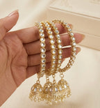 Kundan Touch Bangles With Latkan (Set of 4)
