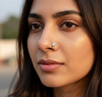 German Silver Round Stone Presson Nose Pin