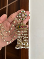 High Quality Designer Multi Jhumkas With Detachable Earchain