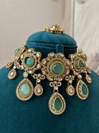 Princess Jasmine Turkish Necklace With Mang Tikka & Earrings (Turquoise)