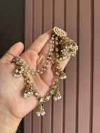 Golden Jhumki With Detachable Earchain