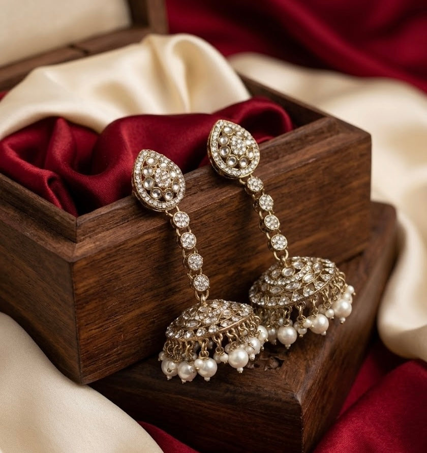 High Quality Designer Kundan & Stones Touch Designer Jhumkas