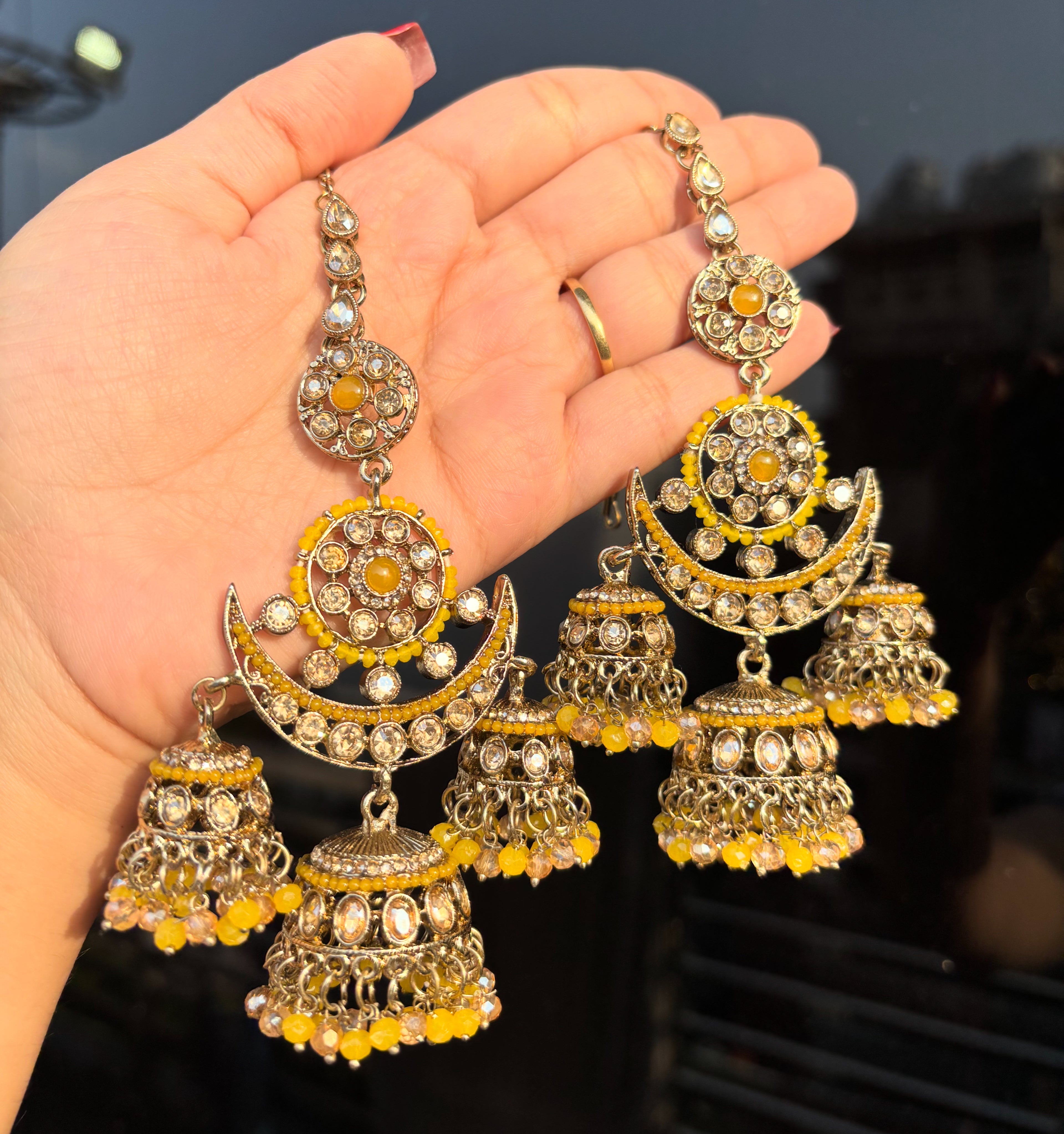 Deepika Yellow Earrings With Sahara