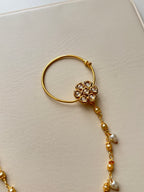 Flower Kundan Press On Nose Ring With Side Layer