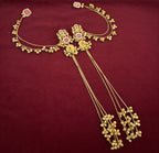 Laxmi Kashmiri Long Layer Earrings With Detachable Side Layer (Ruby)