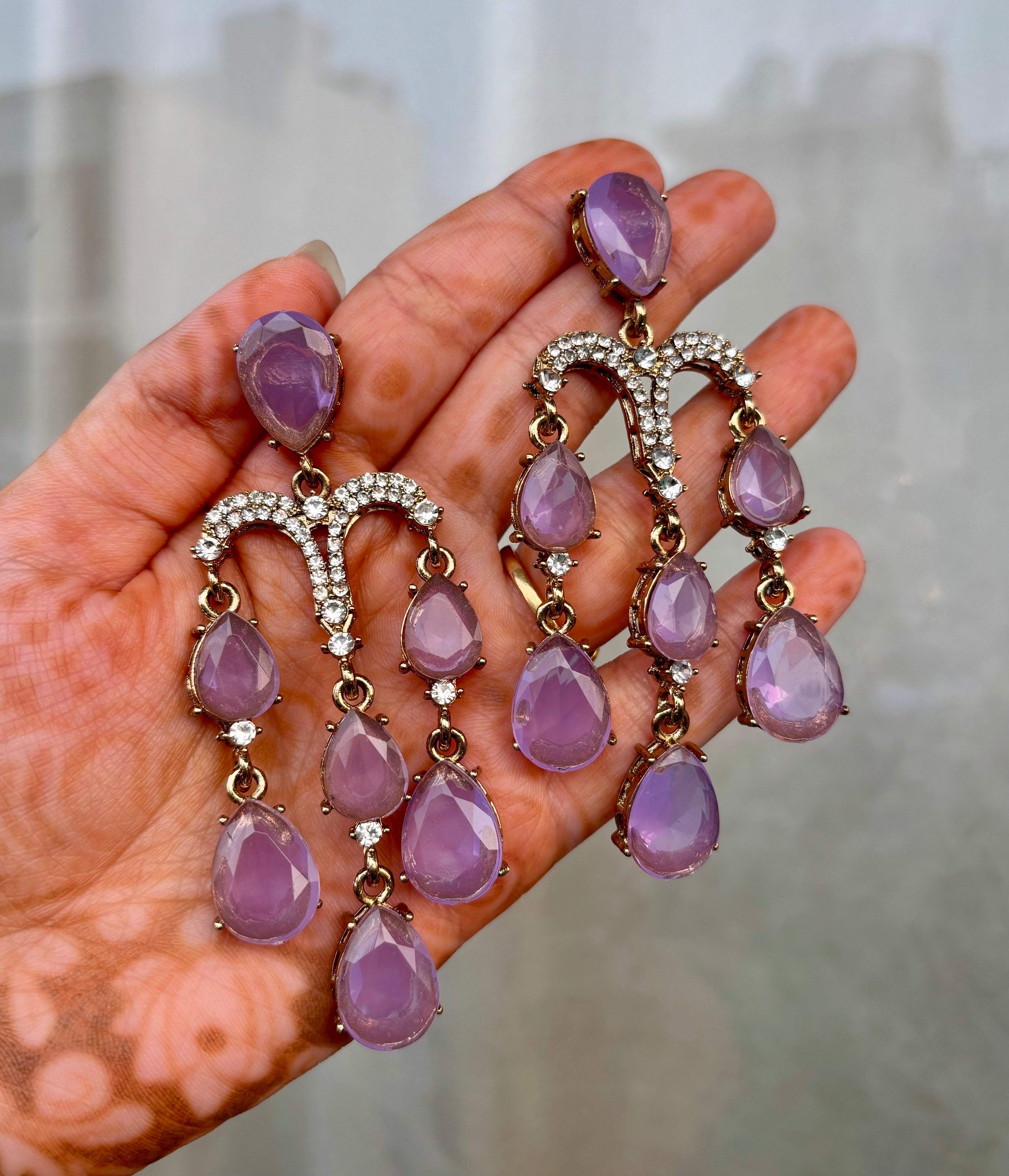 Lavender Crystal Drop Earrings