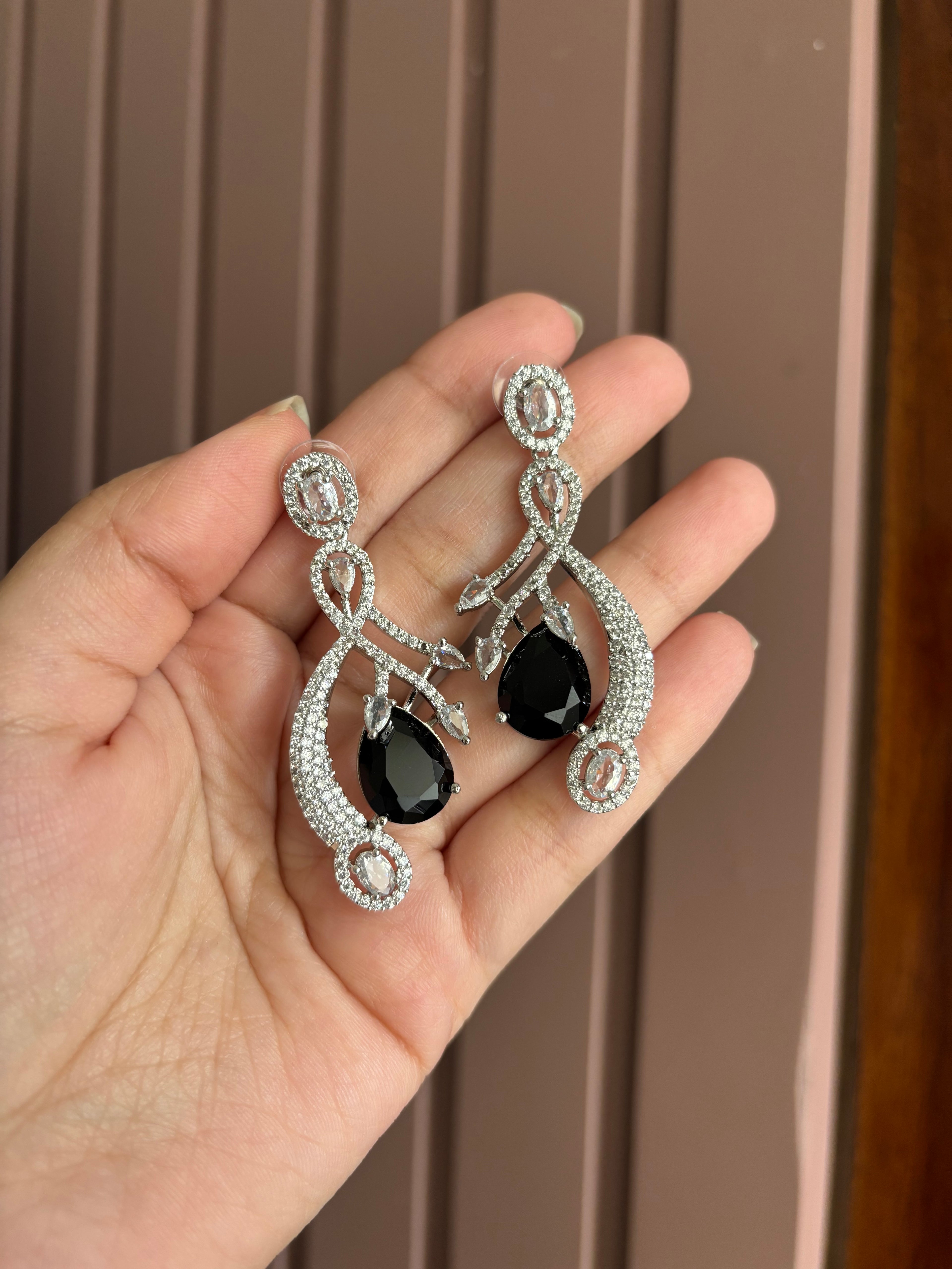 Ellena American Diamond Earrings (Black)