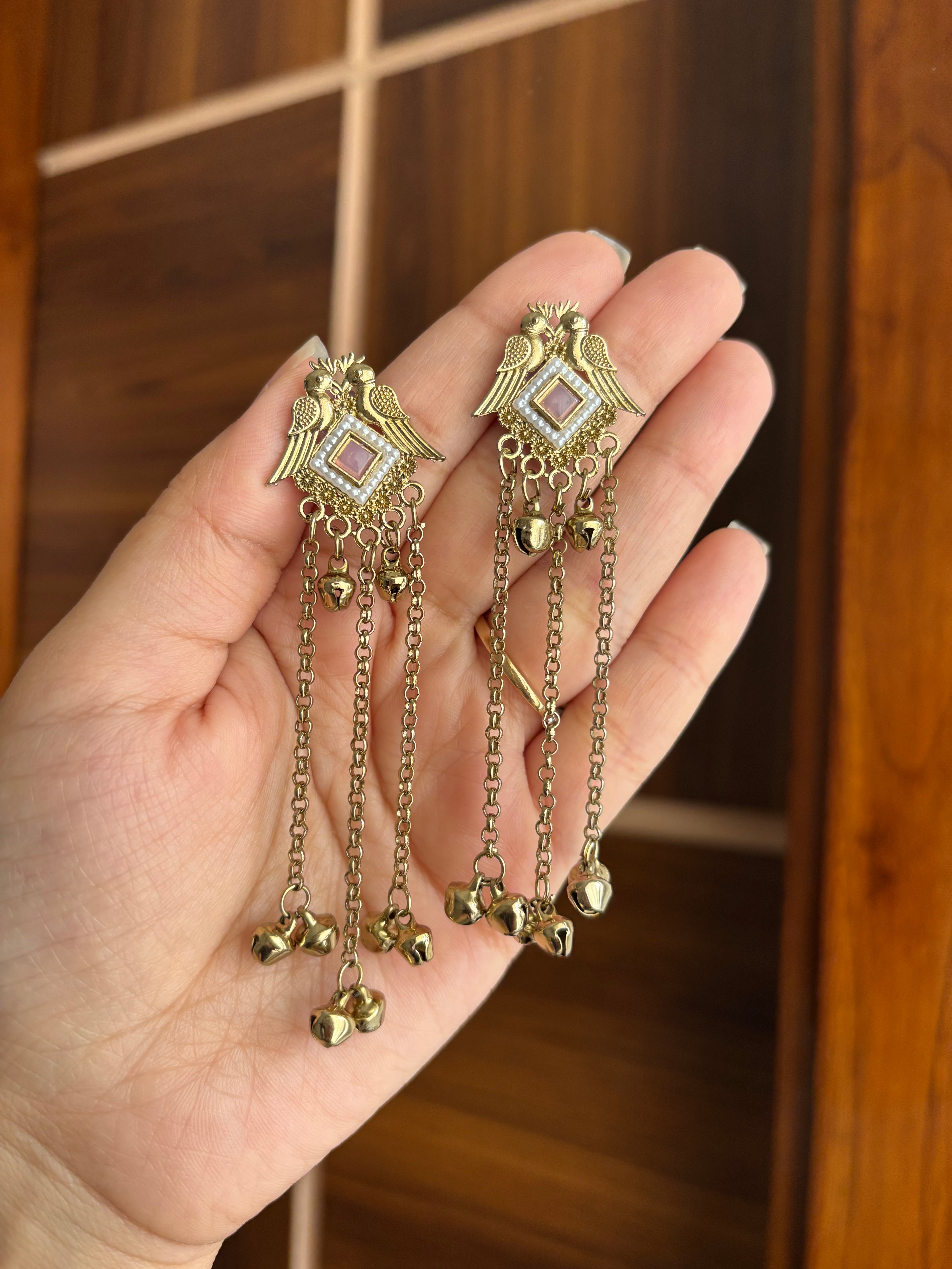 Pihu Kashmiri Earrings (Baby Pink)
