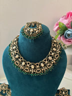 Navida Classy Necklace With Mang Tikka & Chandbali Earrings (Emerald)