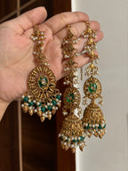 Sonal Punjabi Style Mang Tikka & Jhumkas With Sahara (Green)