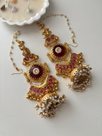 Tara Brass Heavy Look Jhumkas With Sahara (Ruby)