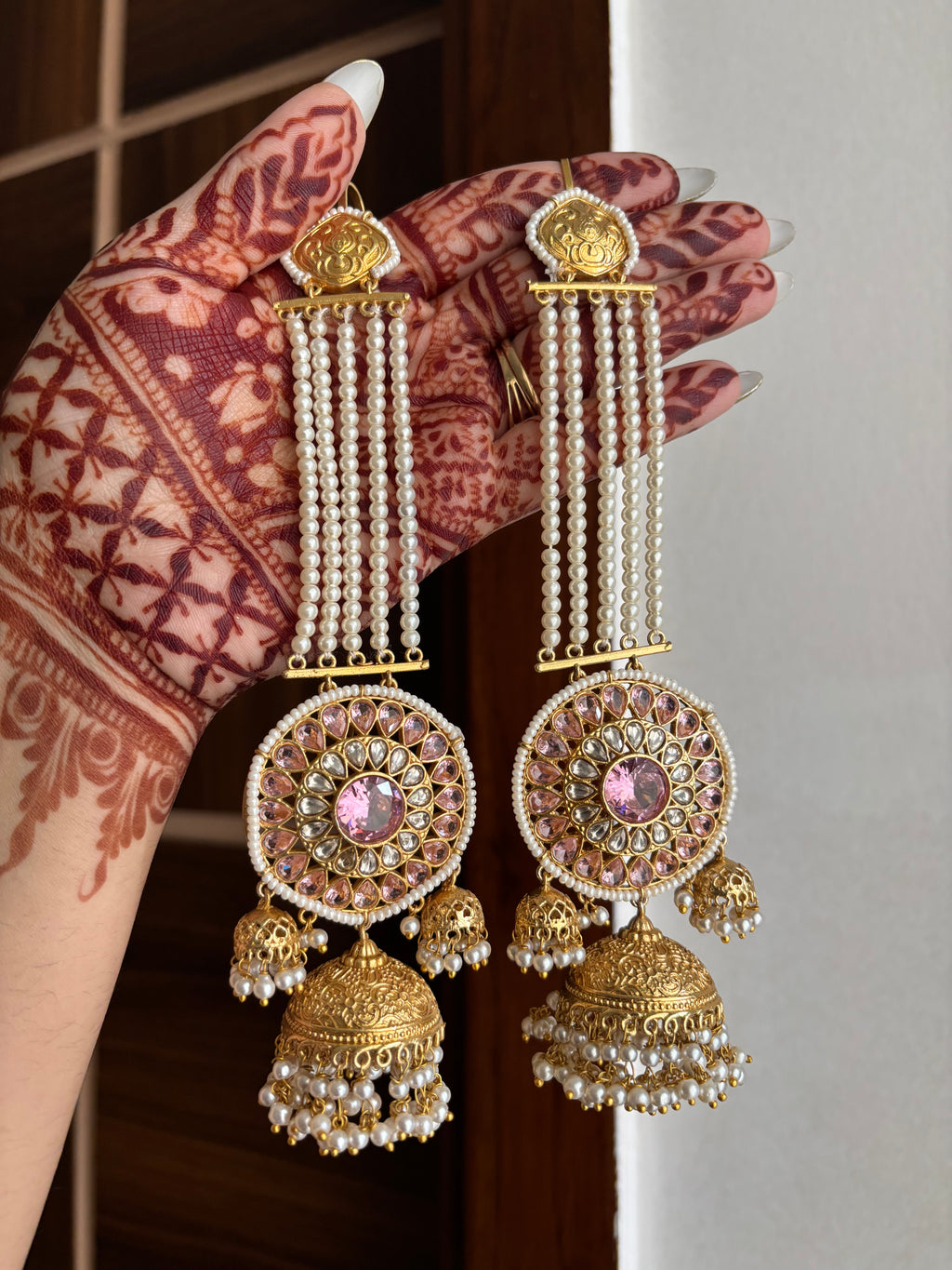 Gurpreet Brass Jhumkas With Sahara (Pink)