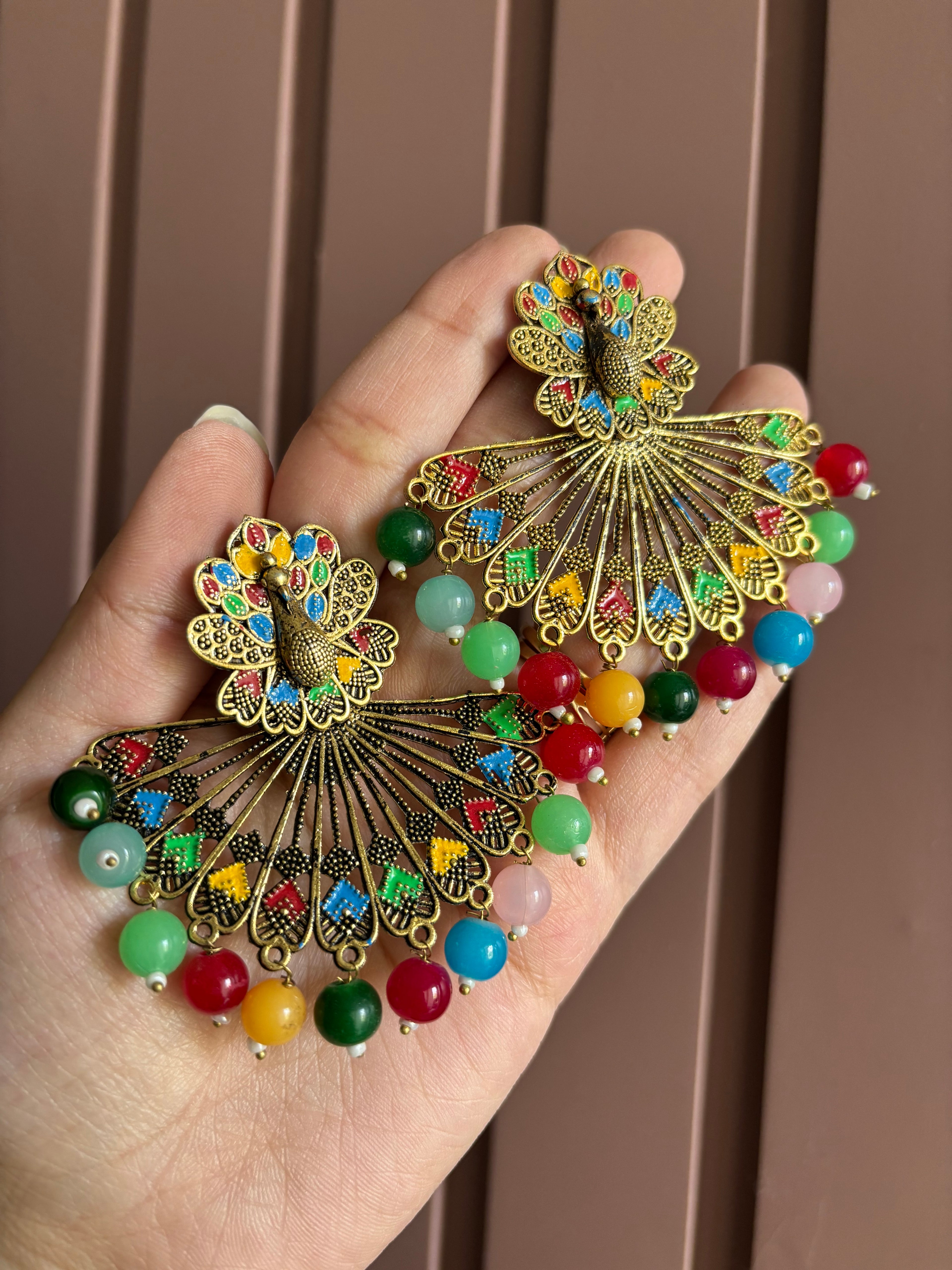 Multi Peacock Earrings