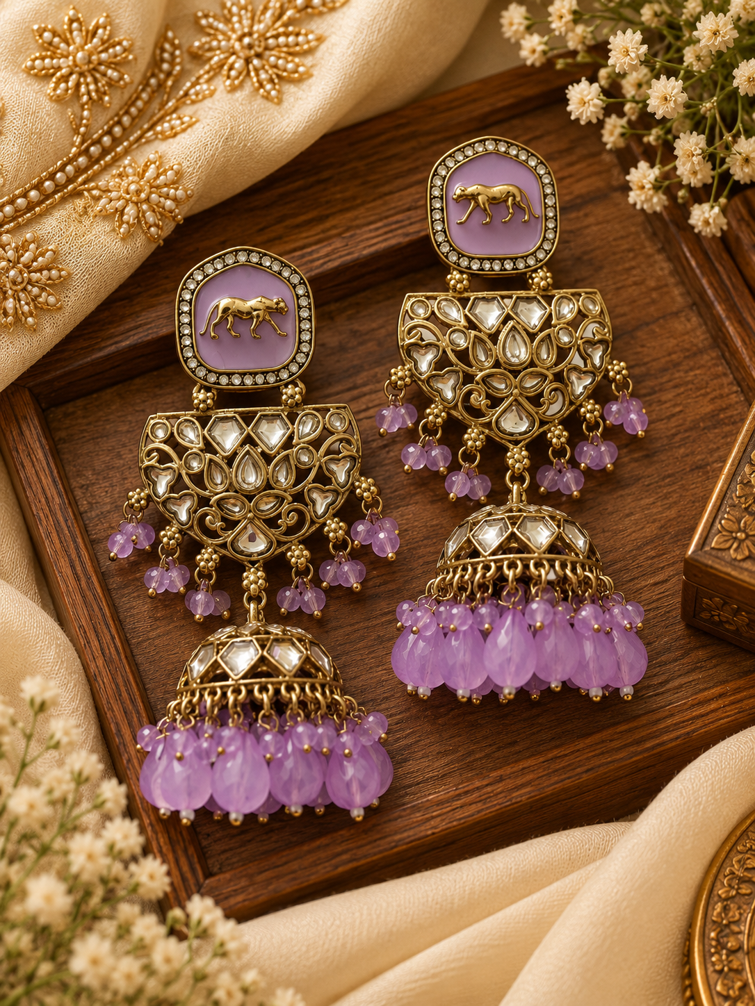 Sabya Designer Jhumkas (Lavender)