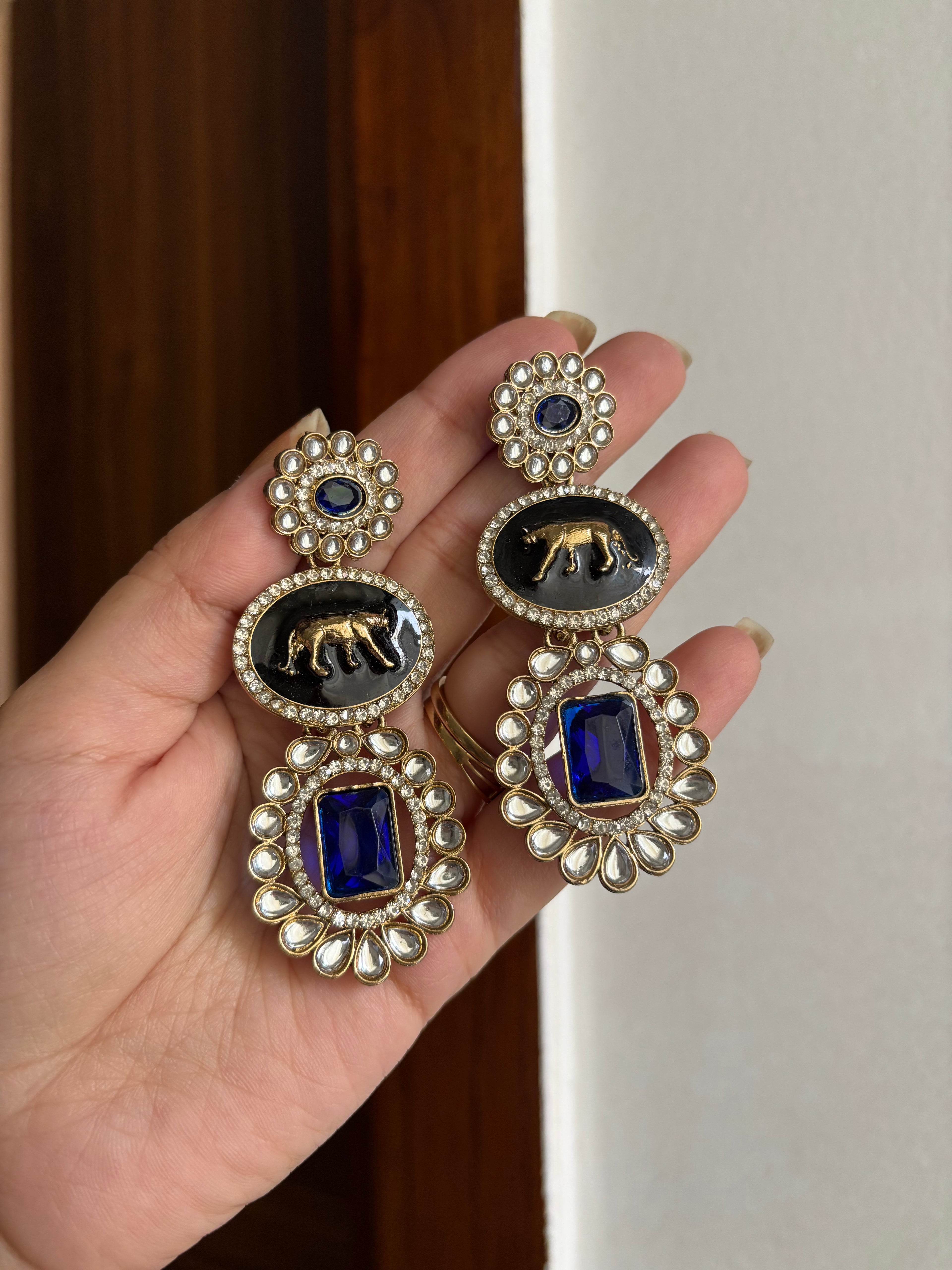 Royal Blue Sabya In Kundan Touch