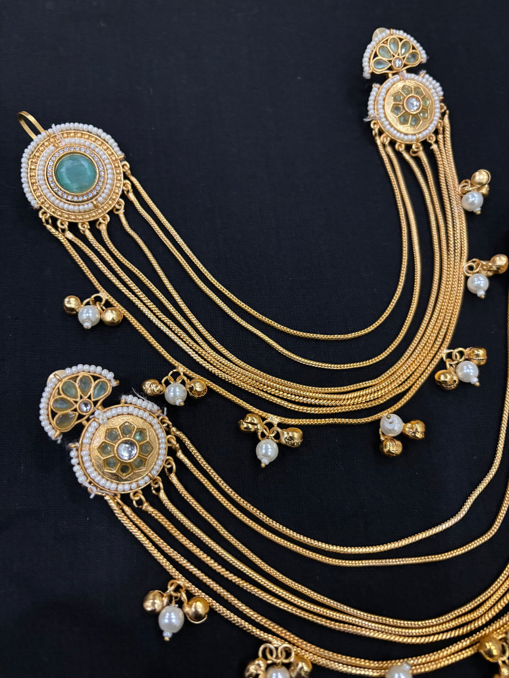Tara Designer Earrings With Side Layers ( Turquoise )