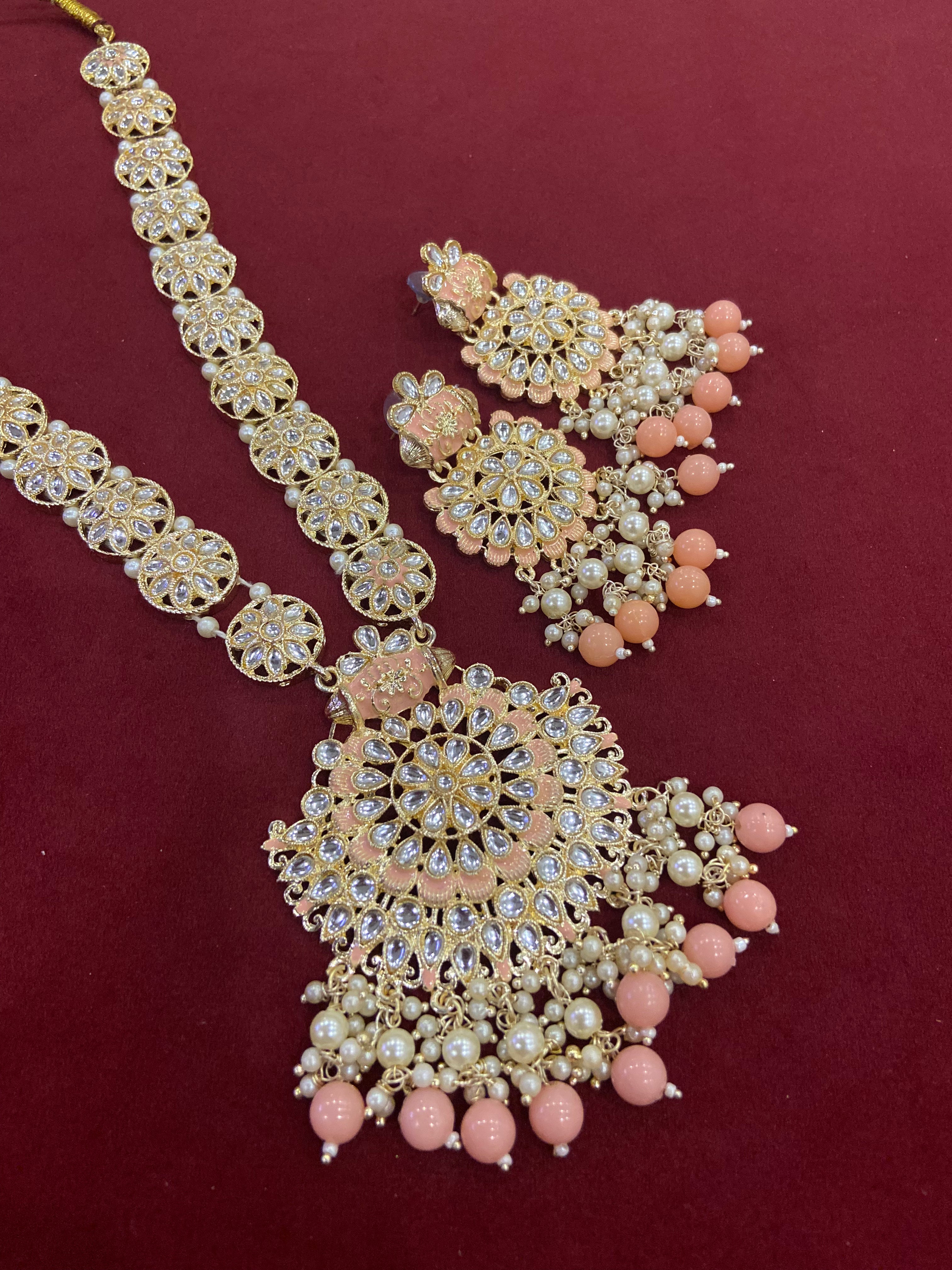 Peach Long Hair with Earrings
