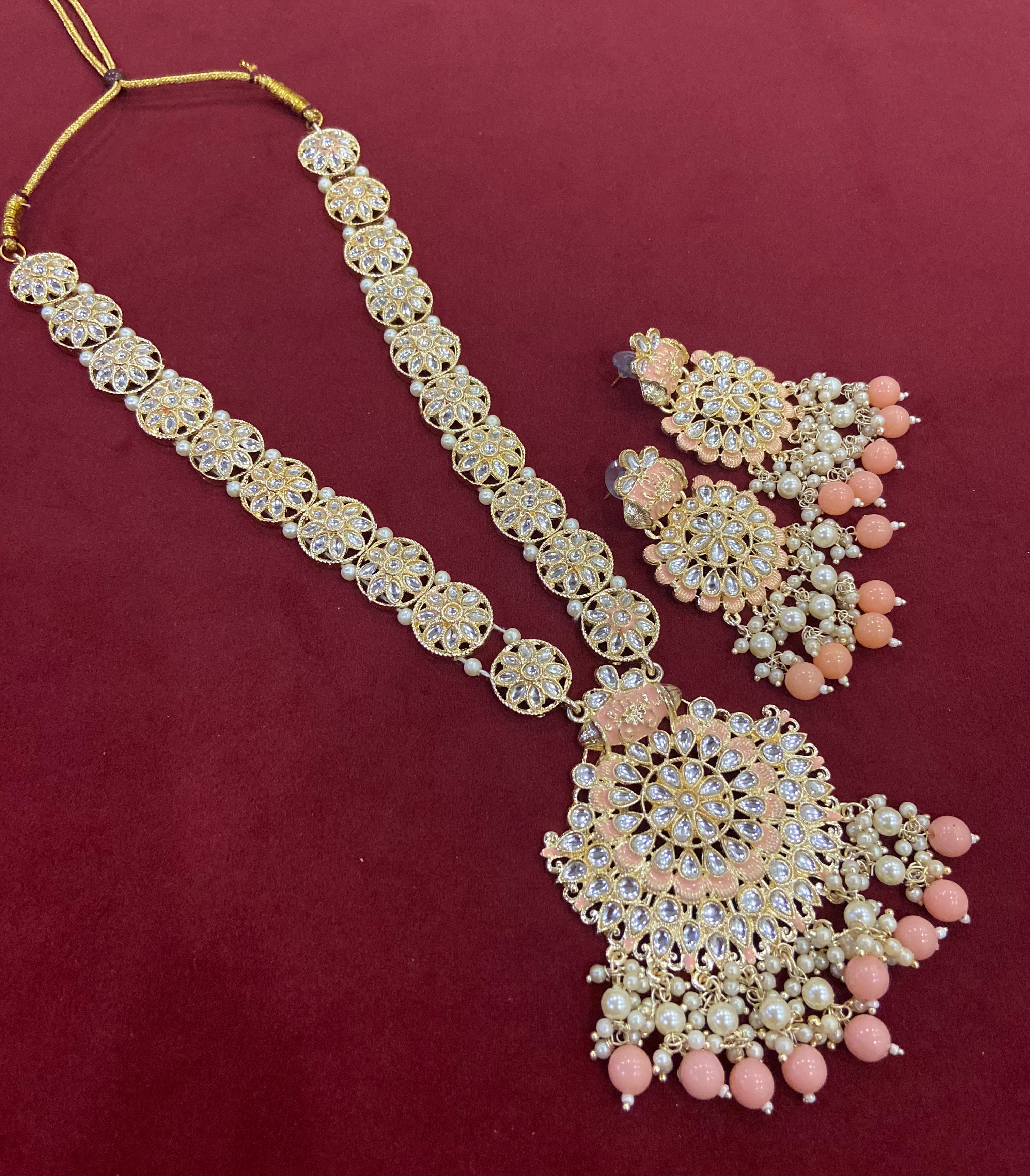Peach Long Hair with Earrings