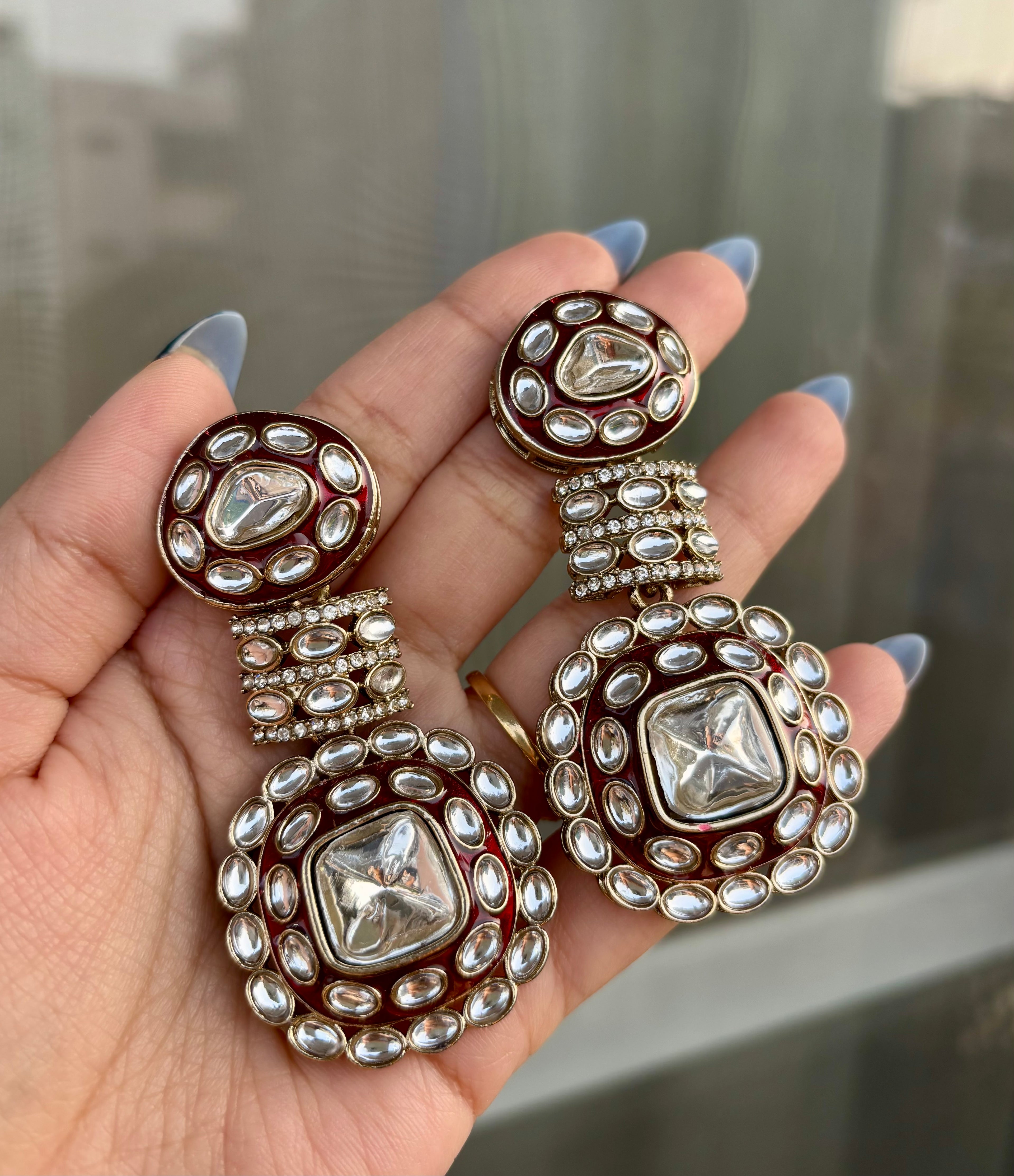High Quality Designer Kundan Dupe Earrings