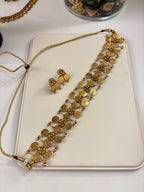 Double Ginny Gold Look Necklace With Earrings