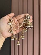 Maroon Jhumki With Detachable Earchain