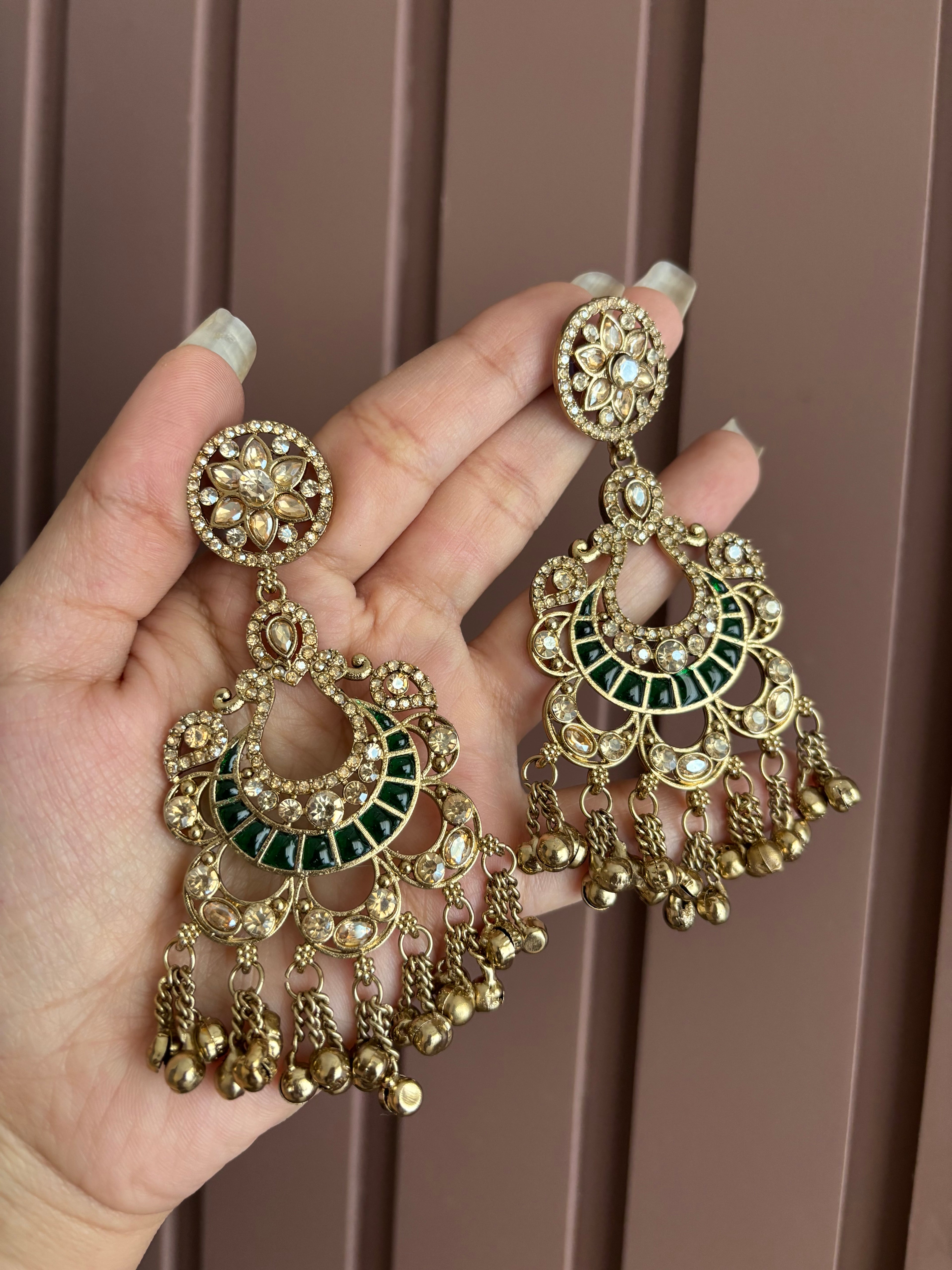 Chamcham Kashmiri Earrings ( Green )
