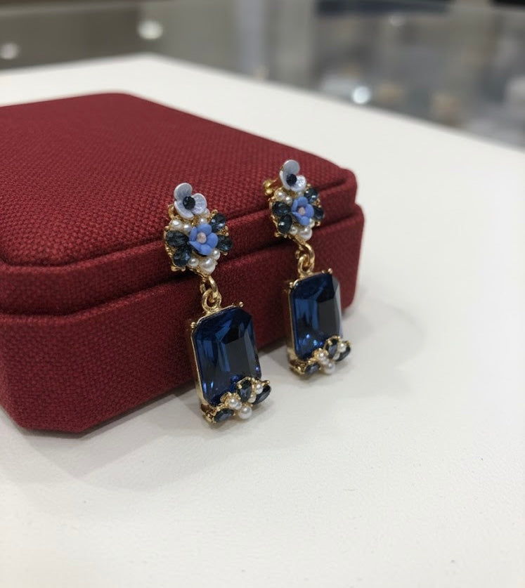 High Quality Designer Royal Blue Crystal Earrings