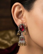 Silver & Golden Oxidised Jhumkas