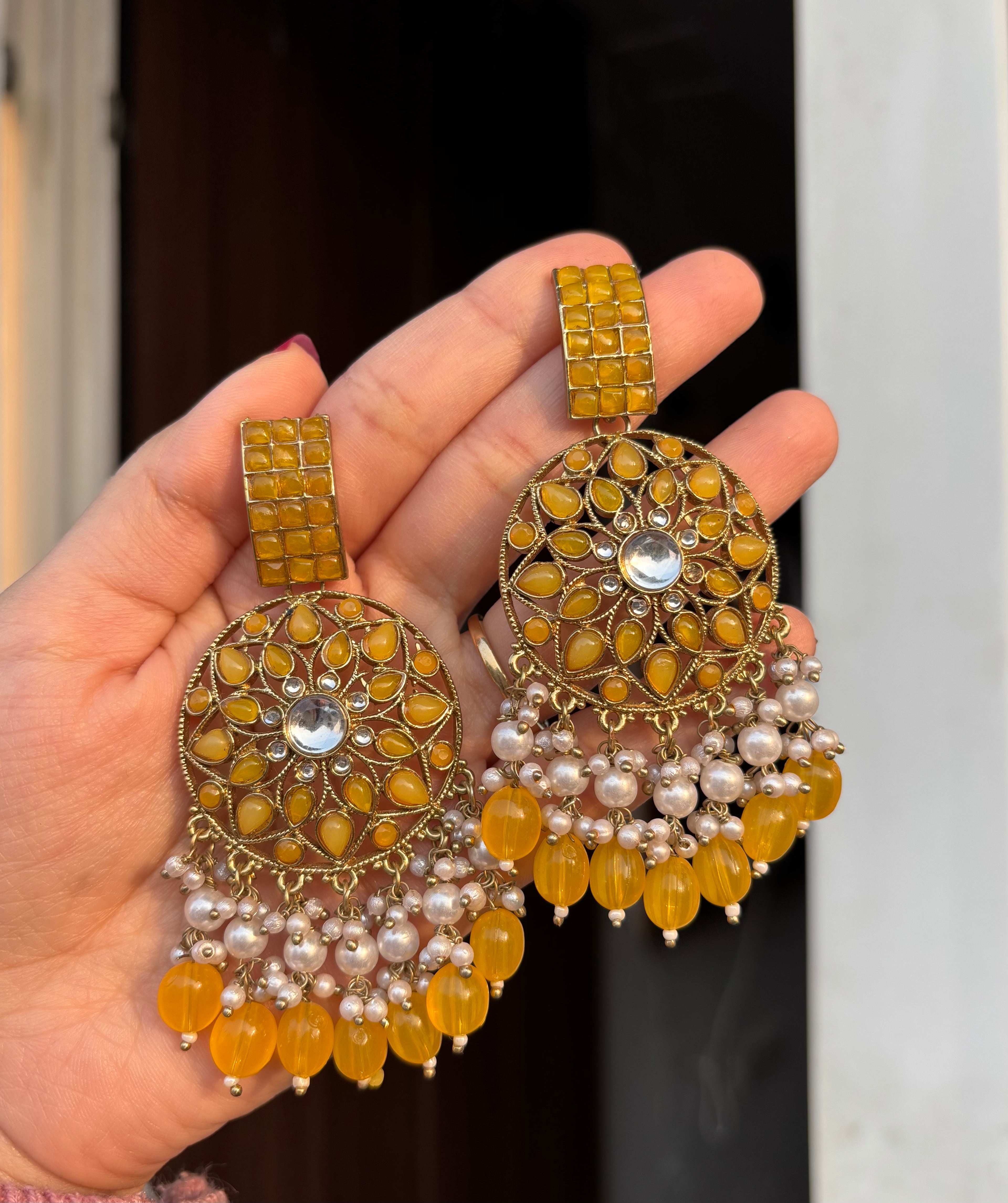 Yellow Round Earrings