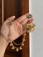 Lily Brass Jhumkas With Side Layer