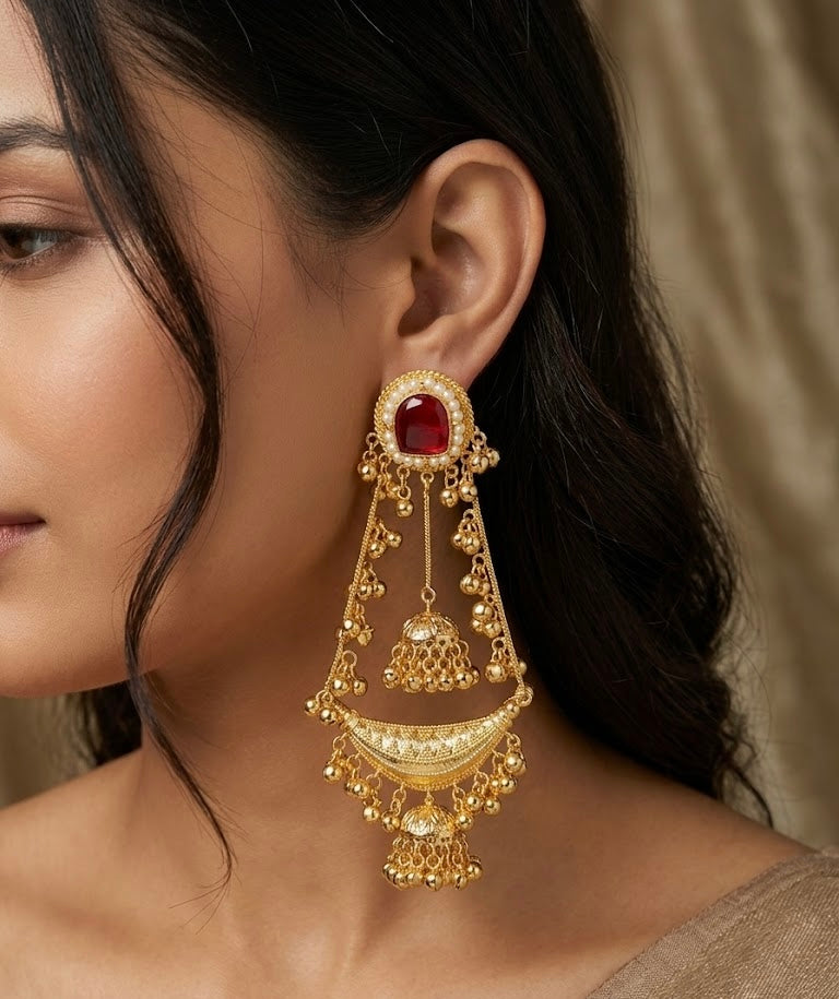 Yashu Ghungroo Chandbali ( Maroon )