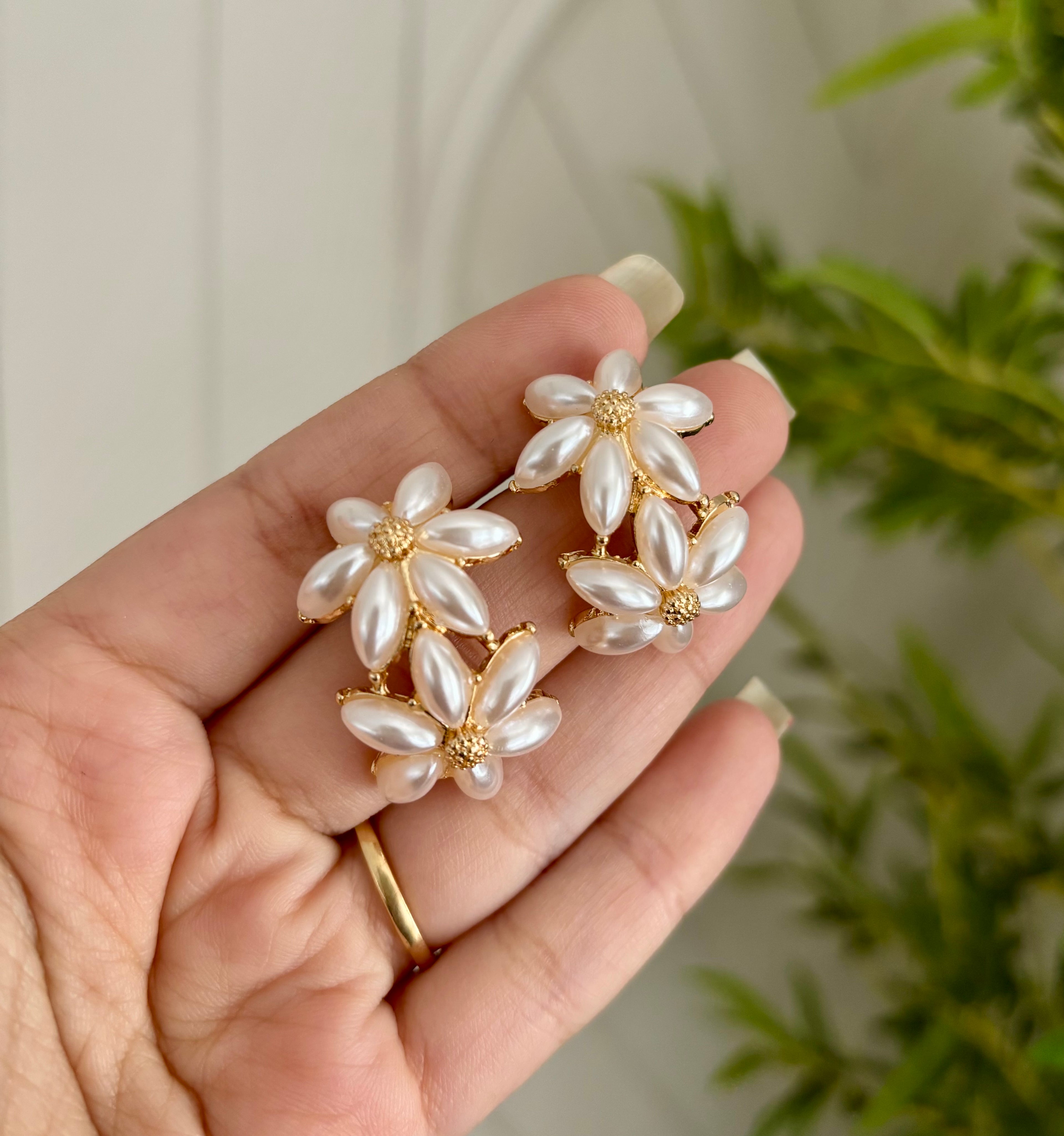 Golden Double Daisy Bali Type Earrings