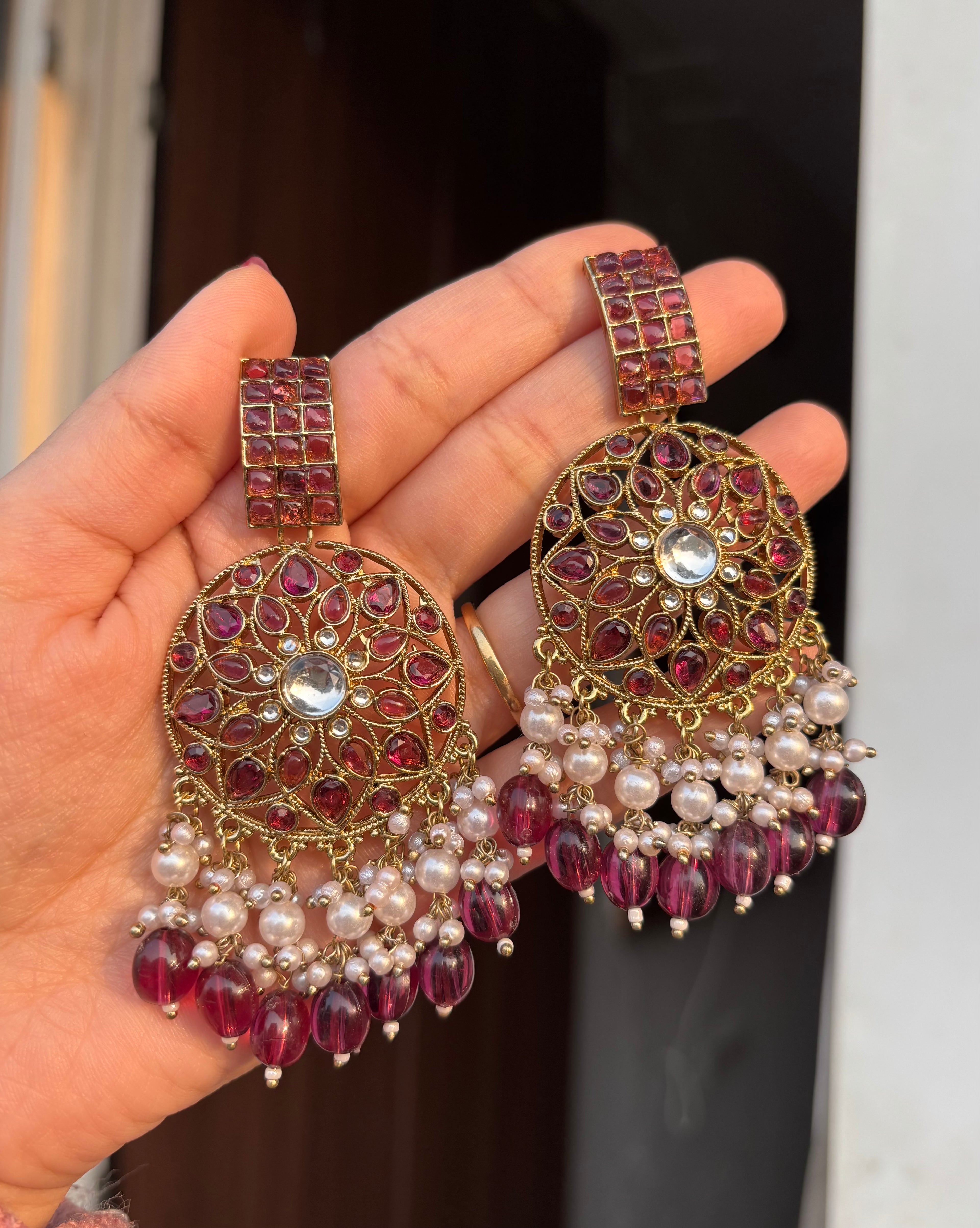 Wine Round Earrings
