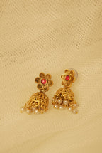 Ashika Temple Jewellery Necklace With Jhumkas