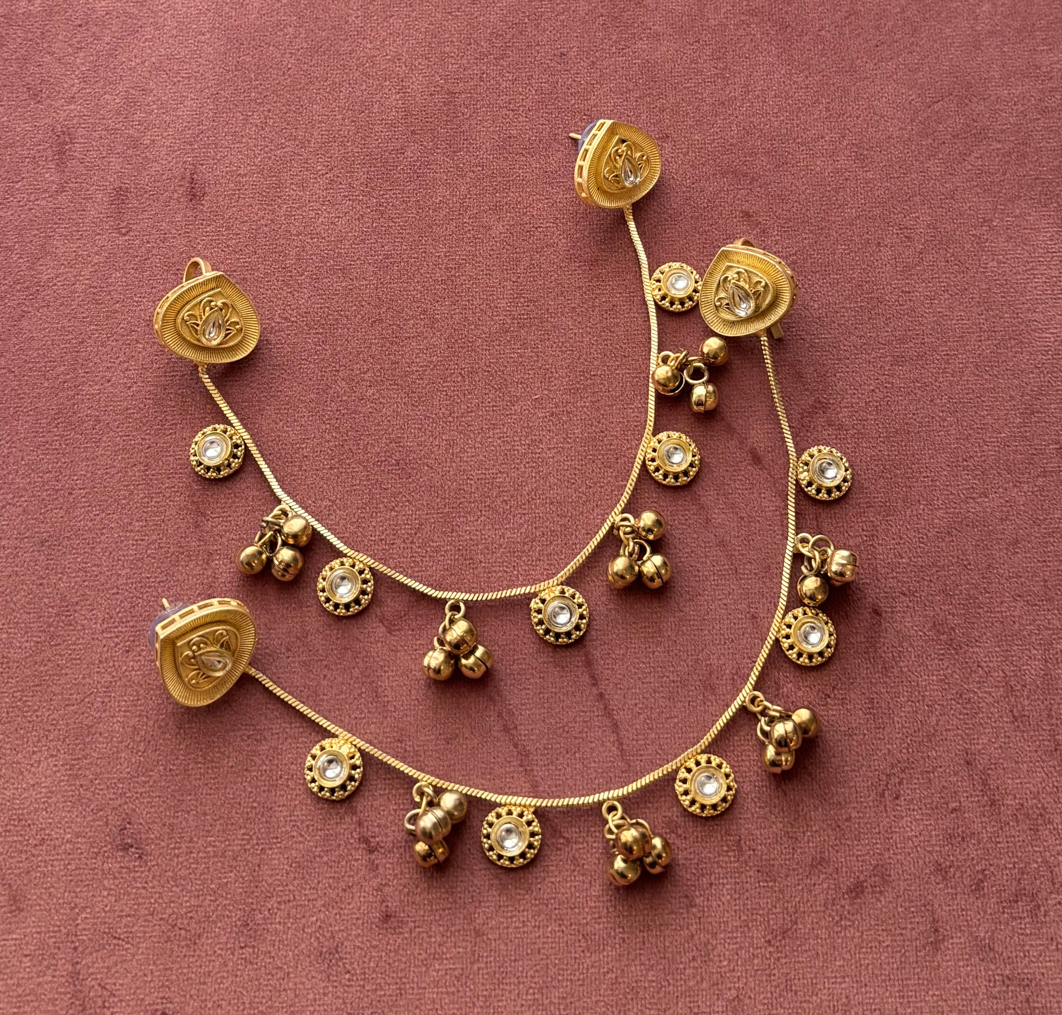 Brass Earrings With Side Layers