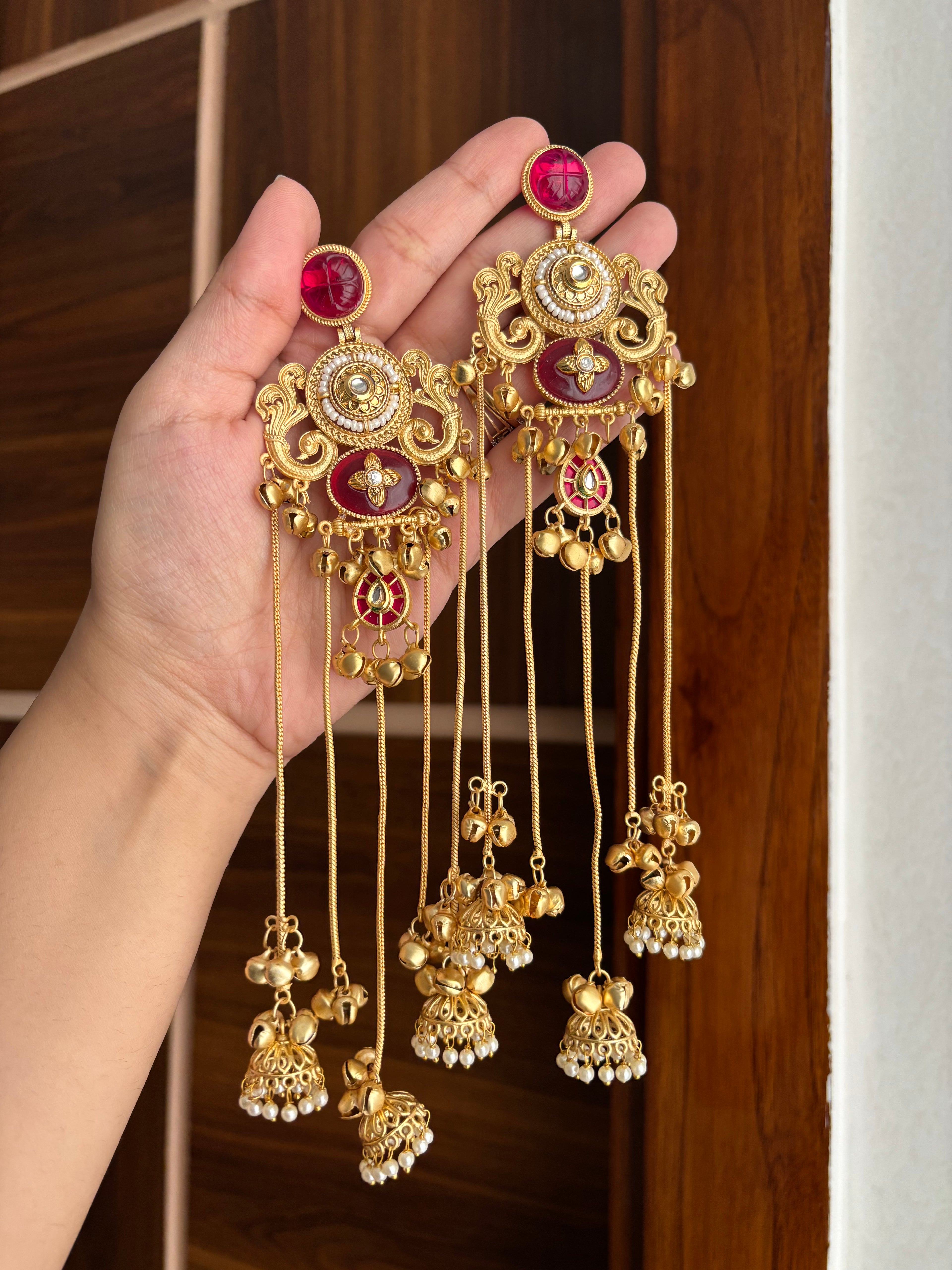 Chanchal Kashmiri Earrings (Ruby)