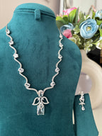 Angel American Diamond Sleek Necklace With Earrings