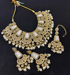 Navneet Heavy Look Necklace With Mang Tikka & Earrings ( Ivory )