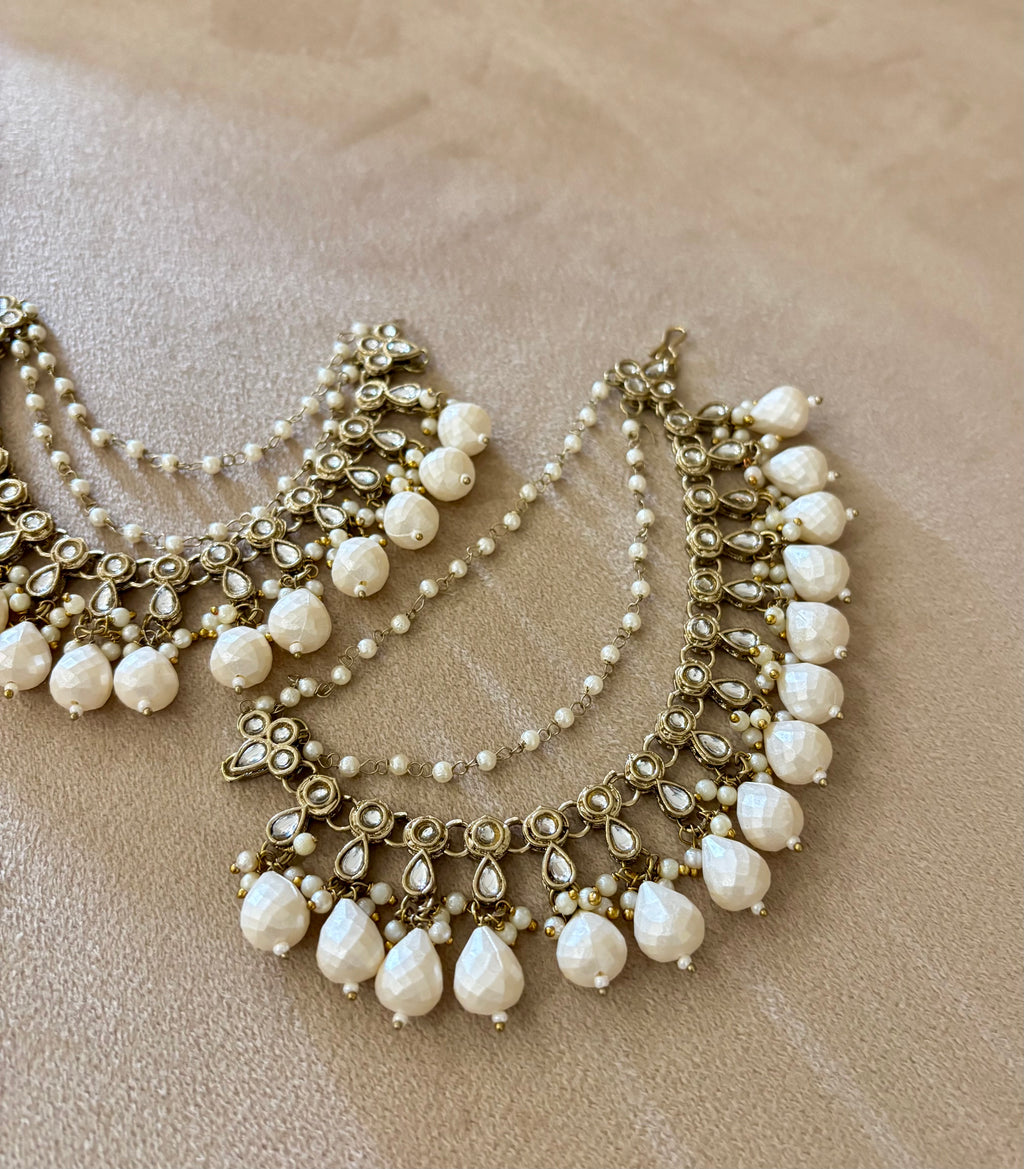 Designer Kundan & Pearl Touch Earrings Side Layers