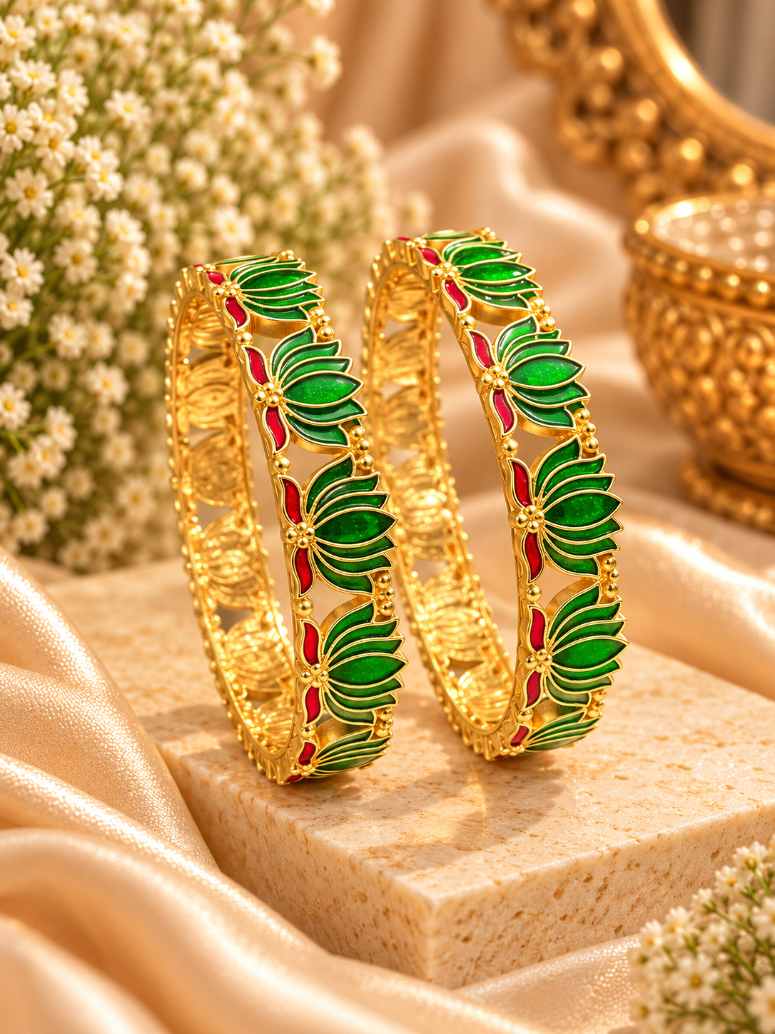 Green Lotus Bangles