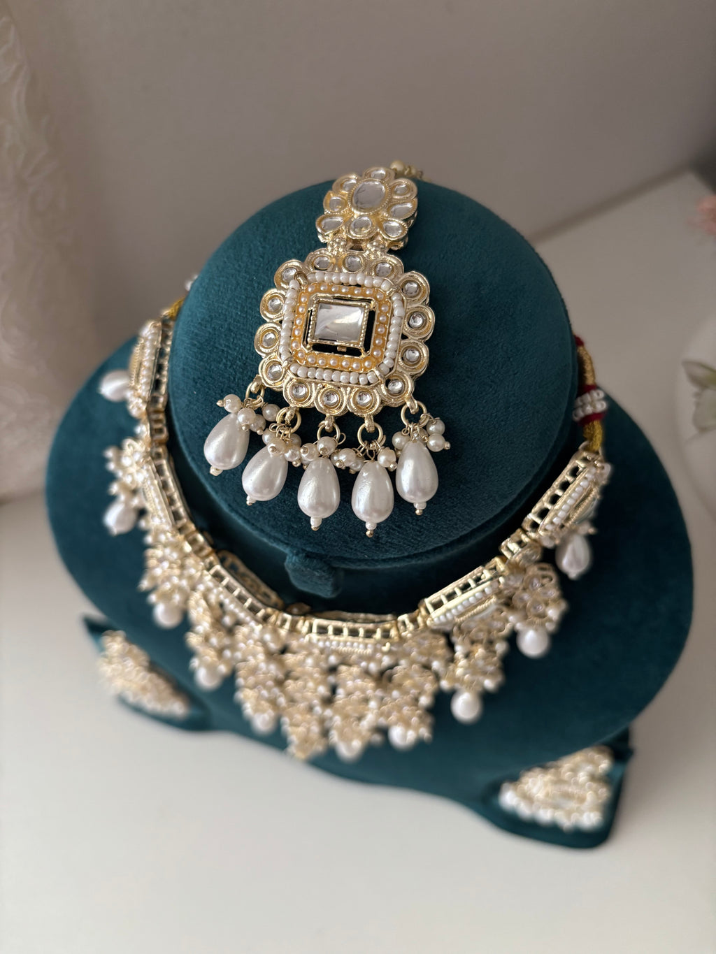 Heavy Look Layer Design Necklace With Mang Tikka & Earrings