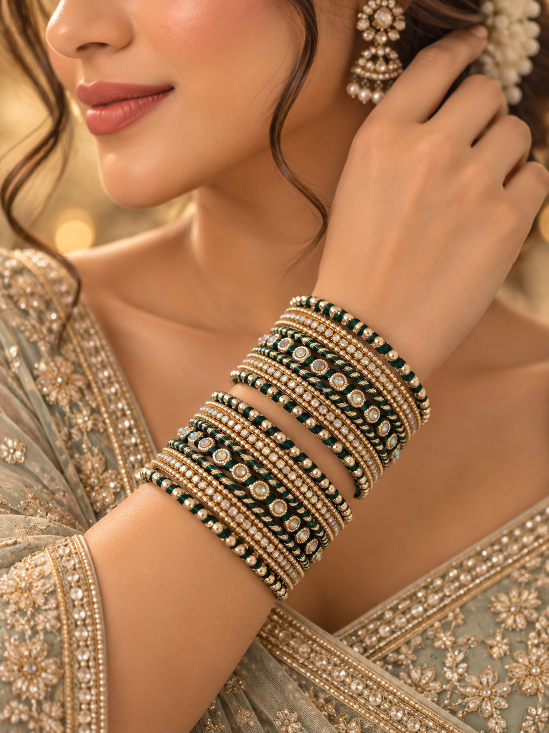 Premium Bangles Set (Emerald Green)