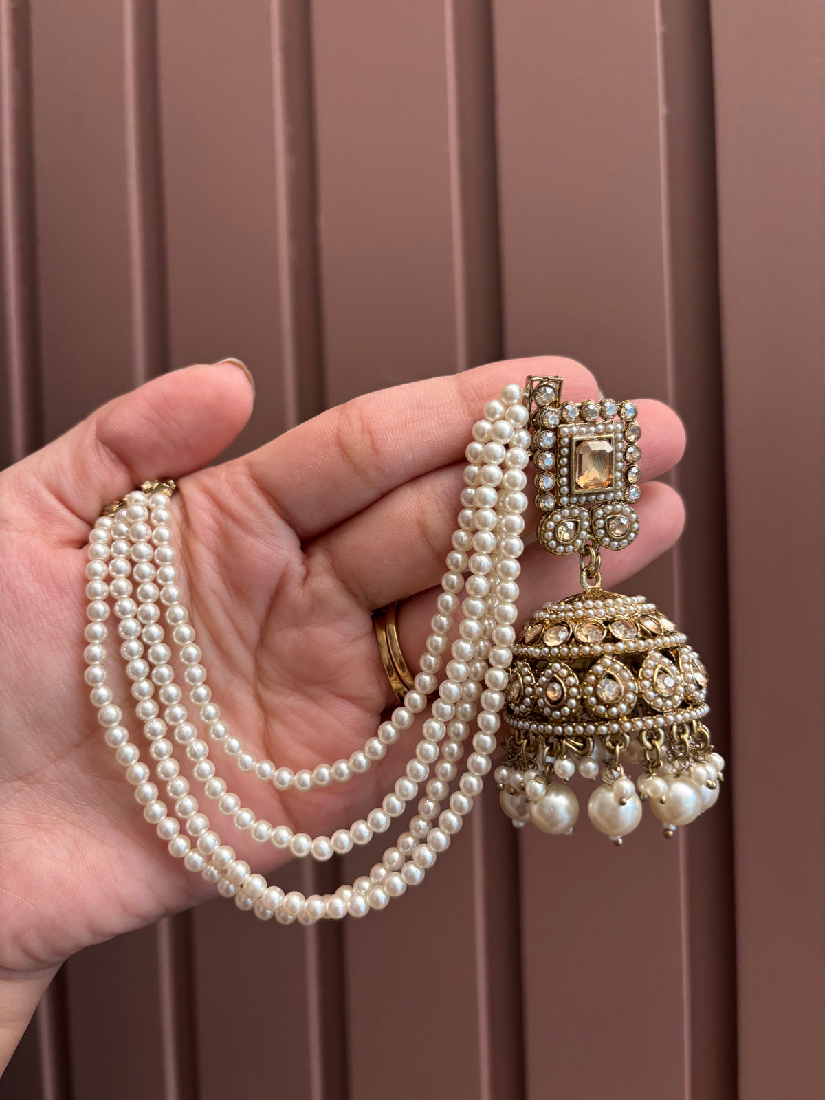 High Quality Designer Jadau Mang Tikka & Jhumkas With Side Layer