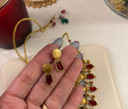 Ginny Gold Look Choker With Earrings (Ruby/Emerald) Design-4