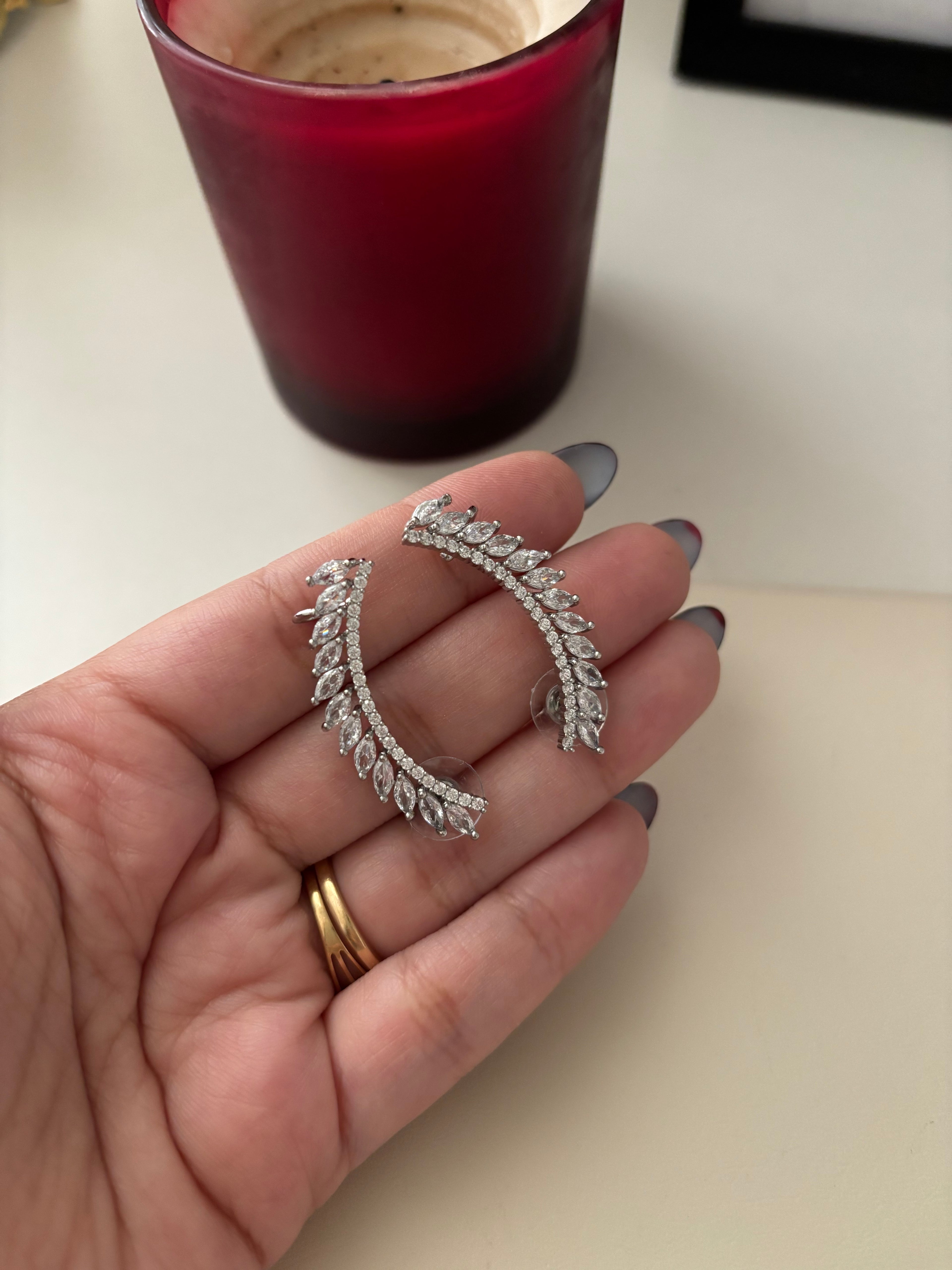 American Diamond Leaf Cut Earcuff