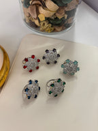 Flower American Diamond Adjustable Rings