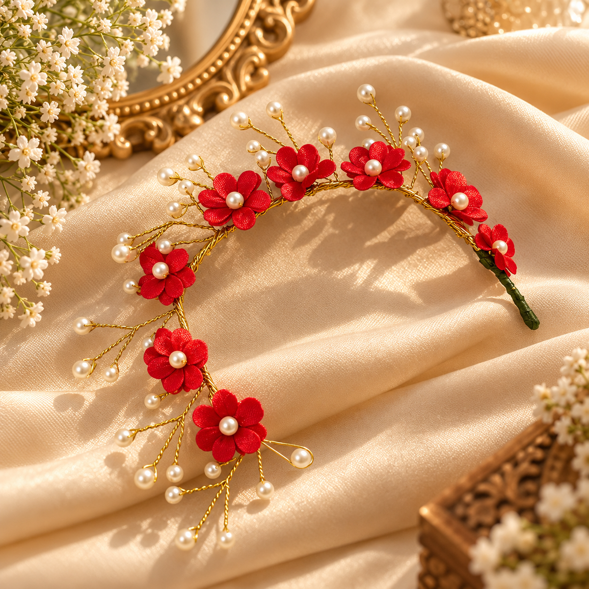 Red Flower Hair Accessorie