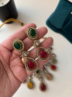 Princess Maya Multi Rose Drop Necklace With Earrings