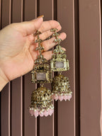 Champa Heavy Look Jhumkas With Sahara (Baby Pink)