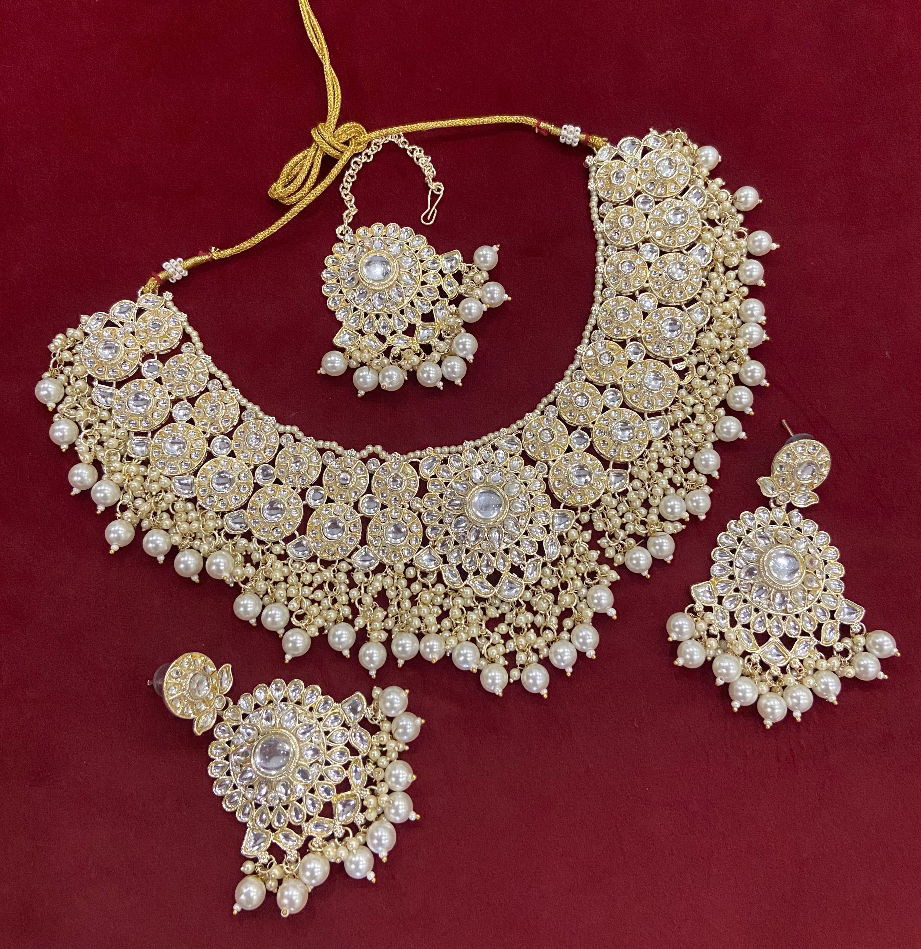 Padma Heavy Look Necklace With Mang Tikka & Earrings